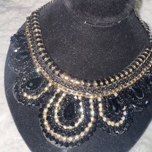 Elegant Black and Gold Statement Necklace
